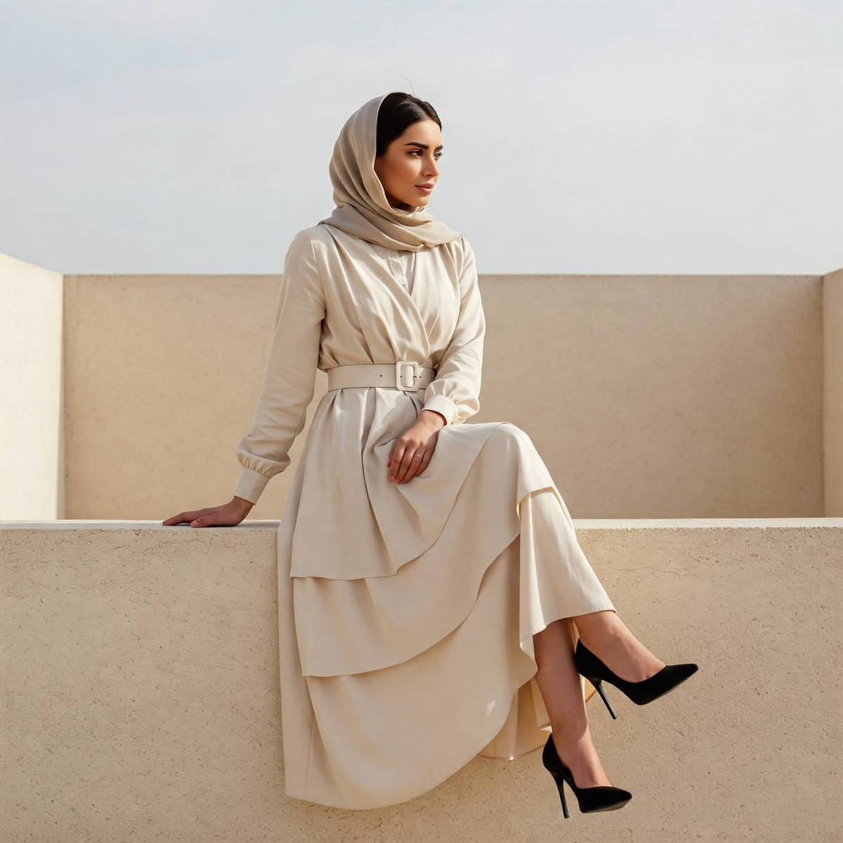  پا رو بنداز روی پا، ولی حواست به لباس باشه (Edge-Seated Parallel Legs Pose)
