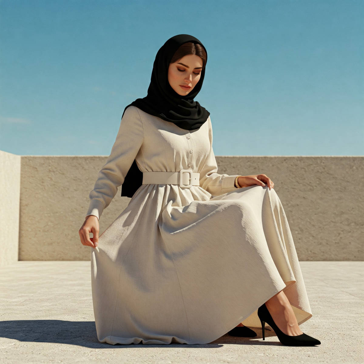 با دستات لباستو لمس کن (Skirt Detail Highlight Pose)