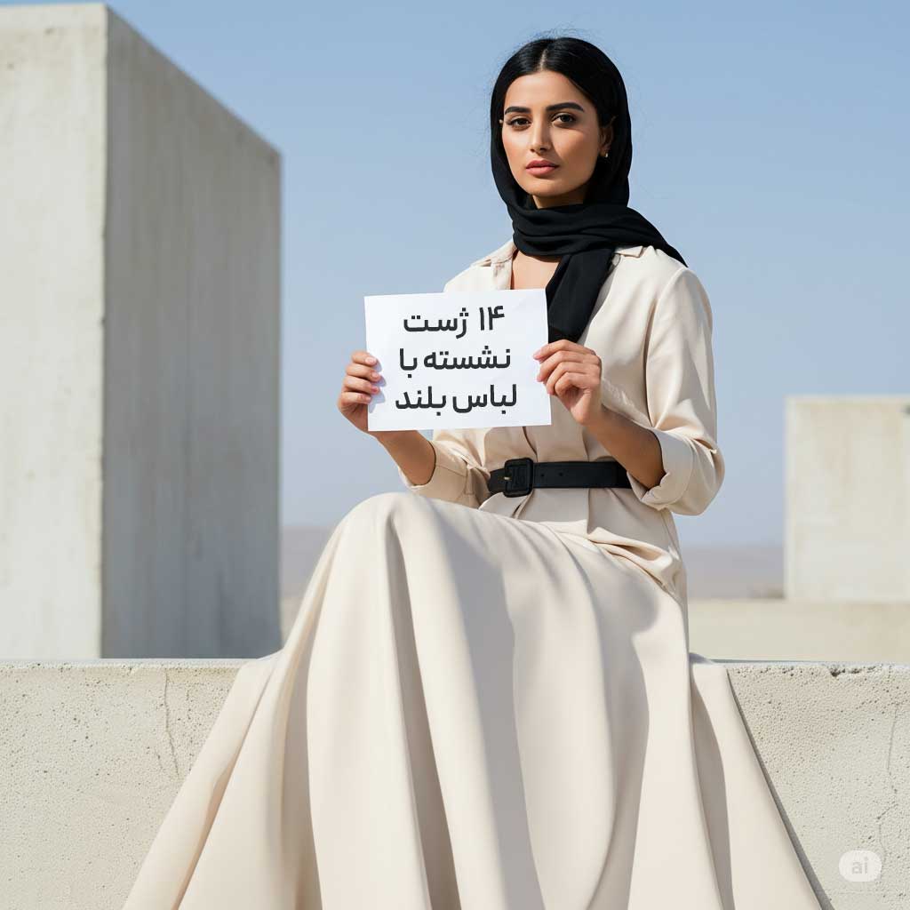 14 ژست نشسته با لباس بلند