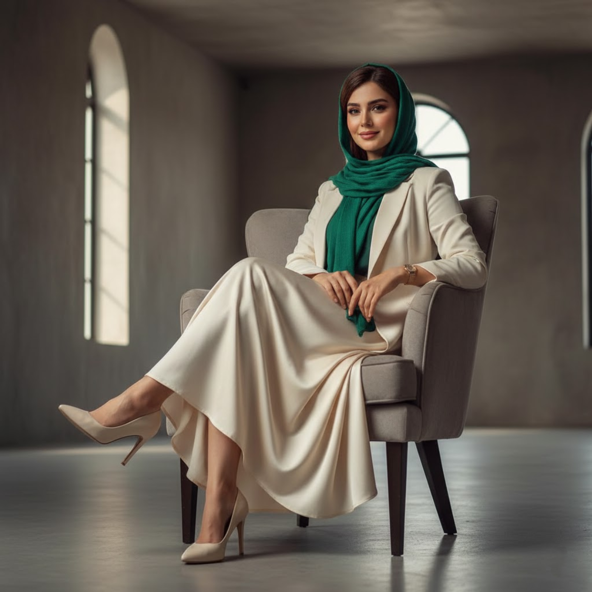 پاهای ضربدری کمی رسمی، کمی صمیمی