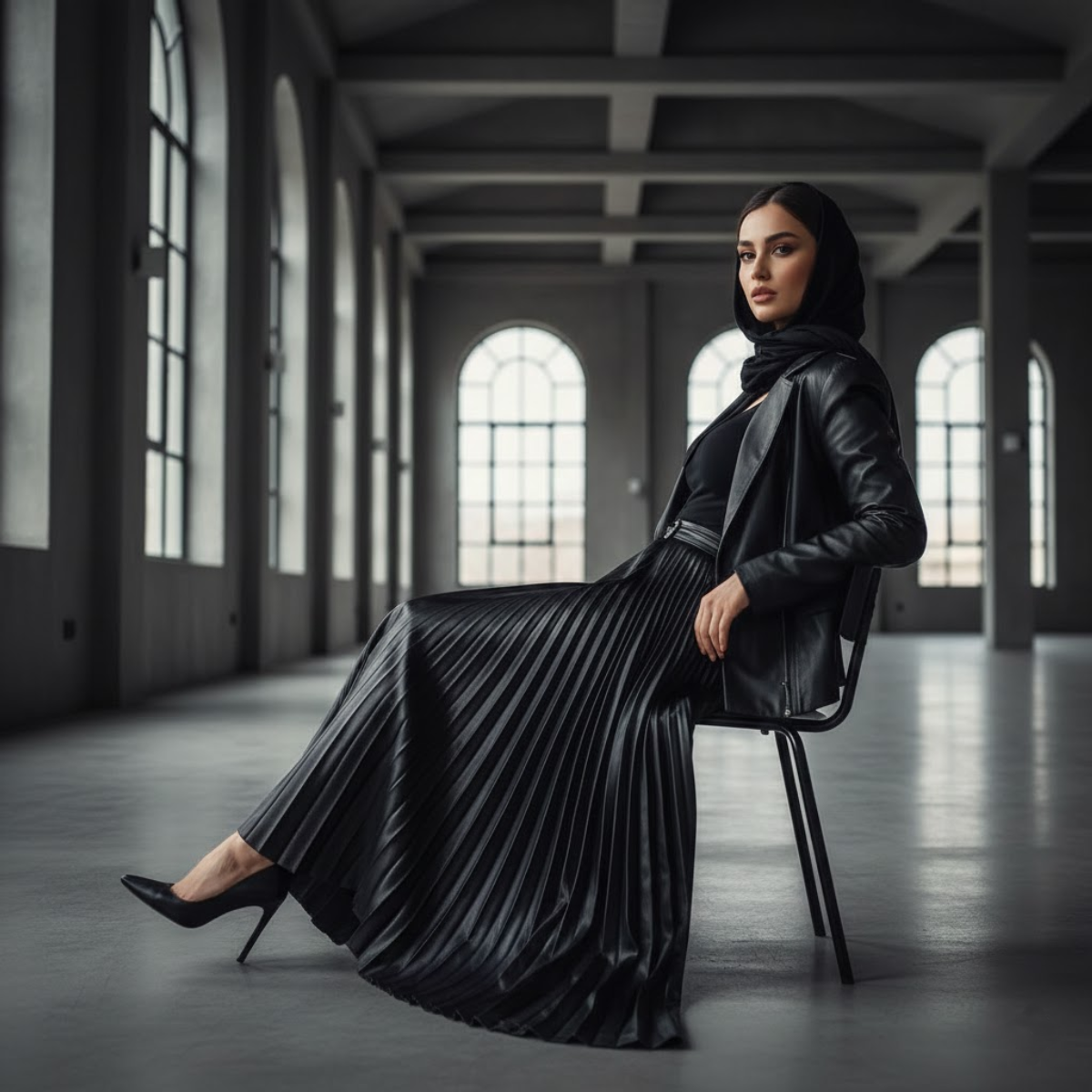 نیم رخ نشسته؛ خط بدن، خط دامن