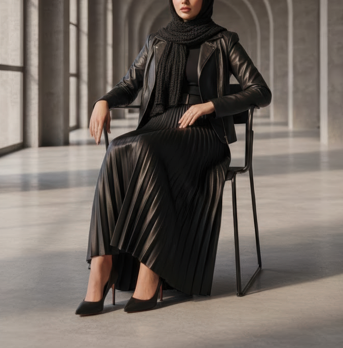 ژست مینیمال با دست های آرام کنار بدن